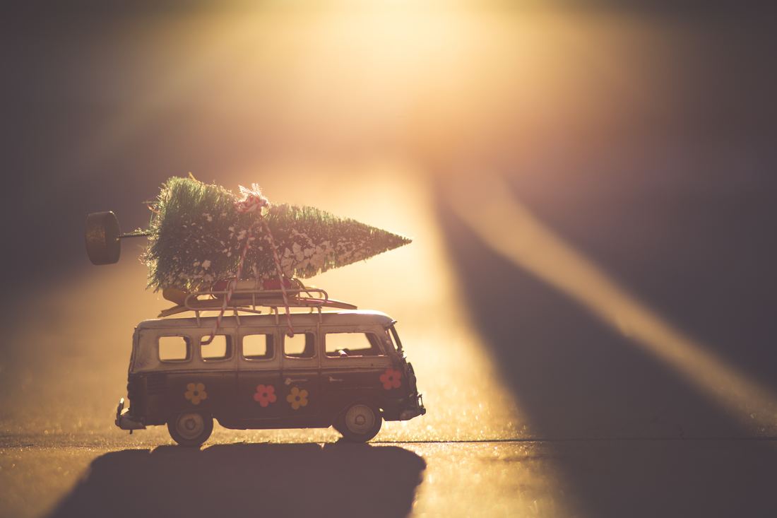 Combine Van with Christmas Tree.  Creating Christmas Calm.
